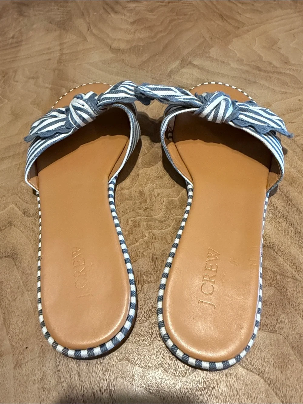 J.Crew Striped Knotted Slides Sandals Size 9